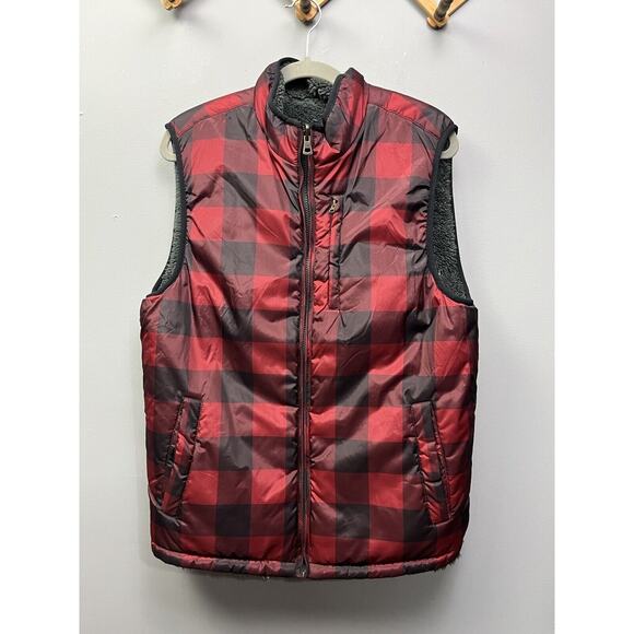 Weatherproof Vest Womens medium Reversible Buffalo Plaid Faux‎ Fur Full Zip - Picture 1 of 10
